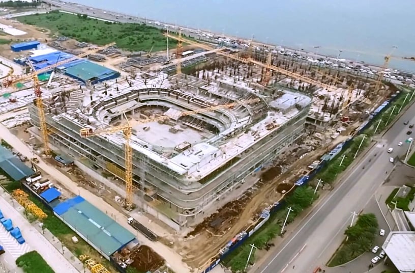 Aerial view of a construction site